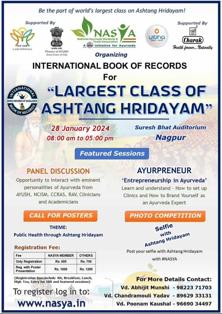 Event - International Book Of Records for Largest Class of Ashtang Hridayam